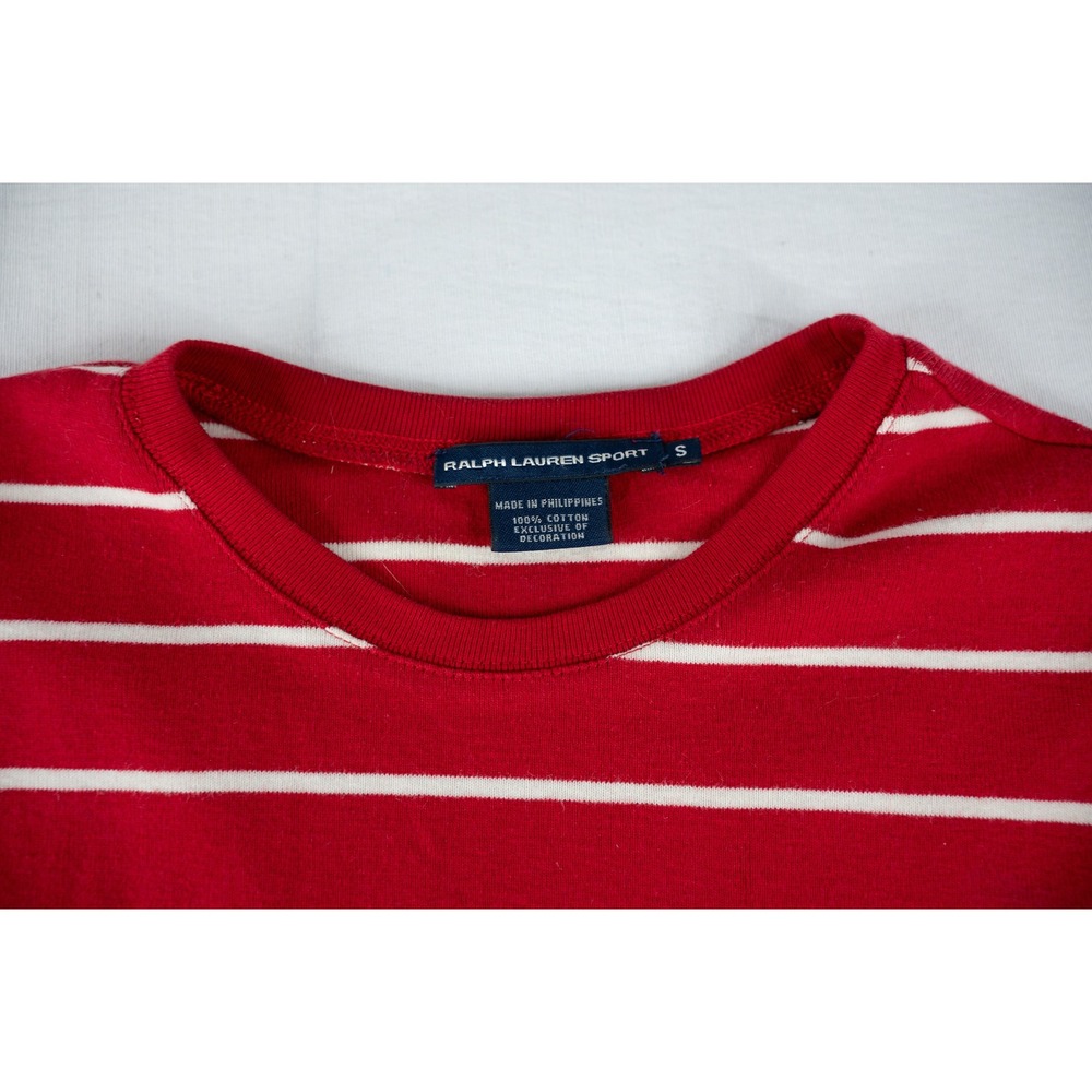 Ralph Lauren Sport Long Sleeve Tee Womens S Red Striped Excellent Cotton Pony - Picture 4 of 4